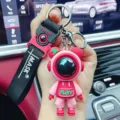 Cute pink bear keychain resin car key ring trendy charm accessories for men and women gift - Play Lightning Bear Pink