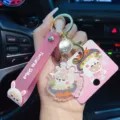 Cute Shiba Inu acrylic keychain for women, pink cartoon charm bag pendant accessory. - Rabbit in Pot Shibe