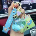 Süßer Cartoon Schaf Treibsand Schlüsselanhänger Anhänger, kreative Tasche Kette Autoring. - Himmelblau