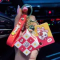 Mini 3x3 Rubik's cube keychain variant, portable decompression puzzle toy with cute charm pendant. - Baseball