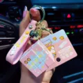Cute pink Rubik's cube keychain cartoon bag pendant cute keyring accessory for daily use. - Swimming Style