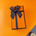 Luxus Geschenkkarton mit Schleife für Geburtstag, Jubiläum und besondere Anlässe geeignet. - Beutelverpackung / Orange Luxus-Geschenkbox