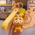 Cute cartoon ocean series keychain with silicone strap and metal ring, yellow color design. - OPP Bag / Mascot Cat Ocean Series - Sea Turtle Coco