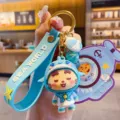 Cartoon ocean series cute keychain with silicone strap and metal ring for bags and car keys. - OPP Bag / Mascot Cat Ocean Series - Dolphin Coco
