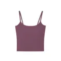 Women's ribbed camisole tank top in dusty rose color with spaghetti straps and built-in bra. - One Size / Tops / Crimson Purple