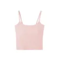 Pink ribbed camisole with built-in chest pad, comfortable casual knitted tank top for women. - One Size / Tops / Cornus Pink
