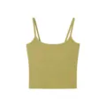 Green ribbed basic camisole for women, comfortable cotton slim fit strap tank top. - One Size / Tops / Tea Green