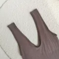 Canotta termica marrone da donna, gilet senza maniche a coste elasticizzato basic. - Taglia unica / Top / colore moka