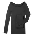 Conjunto de ropa interior térmica de mujer manga larga cuello bajo gris oscuro invierno. - Talla única / Top y Pantalones / Gris humo