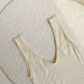 Canotta termica beige da donna, maglia intima smanicata con scollo a V invernale - Taglia unica / Top / grigio-bianco