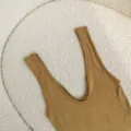 Canotta termica a costine da donna, colore cammello, maglia sottocamicia smanicata e calda. - Taglia unica / Top / Curcuma