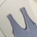 Canotta termica grigia da donna gilet smanicato in maglia elastica strato base invernale - Taglia unica / Top / Blu nebbia