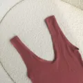 Canotta termica donna senza maniche scollo V top base elastico caldo per l'inverno quotidiano. - Taglia unica / Top / Rosa Antico