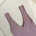 Canotta termica a costine da donna scollo a V top elastico caldo colore malva invernale - Taglia unica / Top / viola taro