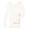 Conjunto de ropa interior térmica mujer ligero cuello redondo manga larga beige suave. - Talla única / Top y Pantalones / Blanco Roto