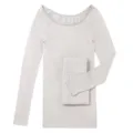 Conjunto de ropa interior térmica gris claro para mujer, top manga larga y mallas básico. - Talla única / Top y Pantalones / Gris nude