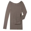 Conjunto de ropa interior térmica de mujer, camiseta manga larga y pantalón marrón. - Talla única / Parte Superior e Inferior / Moca