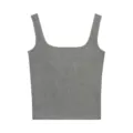 Débardeur gris pour femme à col carré, haut sans manches ajusté en tricot basique élégant. - Taille unique / Gris Chiné Clair