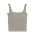 Top sans manches col carré pour femme débardeur thermique uni sous-vêtement confortable - Taille unique / Vert Poussière
