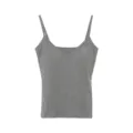 Grey ribbed v-neck thermal camisole vest with built-in chest pads for daily wear. - Marl Grey
