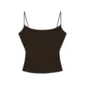 Dark brown ribbed thermal camisole with built-in chest pads, cozy winter basic tank top. - M / Tops / Cocoa Coffee