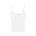 Women V-neck ribbed camisole with chest pads, basic thermal tank top for autumn winter warm wear. - M / Pure White