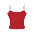 Red ribbed camisole top for women, basic casual sleeveless tank top with thin straps. - Cherry Red