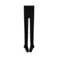 Collants en laine noire pour femmes, leggings thermiques chauds et confortables d'hiver tricot fin. - Taille unique / Noir profond