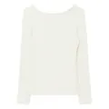 Women's long sleeve thermal top in solid off-white, basic square neck design for winter wear. - Tops / Cream White