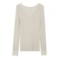 Seamless thermal long-sleeve top in beige with elegant lace V-neck and cuffs for women. - One Size / Tops / Nude