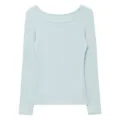 Women's Thermal Long Sleeve Square Neck Top Light Blue Casual Winter Base Layer Shirt - Tops / Glacier Blue