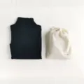 Black Turtleneck Thermal Underwear Slim Fit Basic Long Sleeve Top with Canvas Storage Pouch - One Size / Black