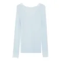 Light blue thermal top for women, V-neck long sleeve shirt with delicate lace trim details. - One Size / Tops / Pale Blue