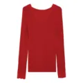 Red thermal top for women, V-neck with lace trim, long sleeves, comfortable winter wear. - One Size / Tops / New Year Red