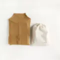 Women's Mustard Yellow Ribbed Turtleneck Top Slim Fit Lightweight Base Layer with Dust Bag - One Size / Turmeric