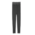 Women thermal leggings dark grey winter warm pants with elegant lace trim for daily wear - One Size / Bottoms / Dark Heather Gray