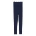 Women thermal leggings winter warm dark blue long johns featuring elegant lace trim - One Size / Bottoms / Navy Blue