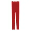 Red seamless thermal leggings for women with elegant lace trim at waist and ankles, winter warm. - One Size / Bottoms / New Year Red