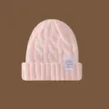 Gorro de punto de ochos rosa gorro de lana cálido de invierno para mujer y hombre. - Rosa