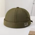 Gorro miki verde militar con letra LA, sombrero docker transpirable de secado rápido verano - M (56-58cm) / Verde Militar