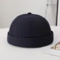 Gorro docker liso en azul marino, sombrero sin ala minimalista y versátil diario. - M (56-58cm) / Azul marino