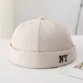 Gorra docker beige con bordado NY, sombrero sin ala unisex para estilo casual. - M (56-58cm) / Beige