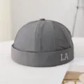 Gorra docker gris para hombre, sombrero miki de verano de secado rápido transpirable con bordado LA. - M (56-58cm) / Gris