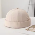 Gorra Docker Monocromática Sin Ala Unisex Casual Retro Miki Sombrero Primavera Verano Moda - M (56-58cm) / Blanco