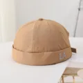 Gorra docker de hombre caqui de secado rápido transpirable streetwear sin ala con letra LA. - M (56-58cm) / Caqui