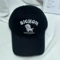 Gorra de béisbol negra con bordado Bichon lindo y letras para protección solar diaria. - 55-59 / Negro