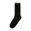 Women's stylish contrast ribbed cuff cable knit wool blend mid-calf cozy sock in black. - One Size / Deep Black - Contrast Cable Knit