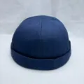 Dunkelblaue Fischgräten Docker Mütze retro Miki Cap stylische Streetwear Kappe Detailansicht - M (56-58cm) / Marineblau