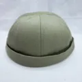Grüne Fischgräten Dockman Mütze Detail, lässige schirmlose Miki Cap für stilvollen Sommer Look. - M (56-58cm) / Armeegrün
