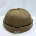 Gorra docker de algodón retro para hombre y mujer, sombrero de marinero sin ala, color marrón. - M (56-58cm) / Café